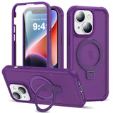 UTPPVX Compatible with iPhone 14 Plus Case with Magnetic Ring Stand [Compatible with Mag-Safe] [Built-in Screen Protector] Milit