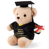 Lyreh Graduation Teddy Bear, 8.66in Soft Cute Plush Stuffed Graduate Teddy Bear with Cap Gown and Certificate for Kindergarten E