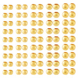 FASHEWELRY 210Pcs 18k Gold Plated Brass Beads 2mm 3mm 4mm Round Metal Spacer Beads Smooth Gold Bracelet Beads for Ring Necklace 