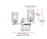 Living District Cassie 2-Light Metal Bath Sconce In Black And Clear