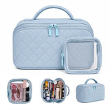 Batfield Makeup Pouch Bag For Women, 2Pcs Waterproof Puffer Set With 180 Flat Open, Travel Large Capacity Makeup Bag For Women W