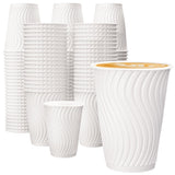 Huifany 12 oz Coffee Cups 120 Pack, Disposable Coffee Cups 12 oz Paper Cups - Insulated Paper Coffee Cups Fancy Hot Cup for Hot/