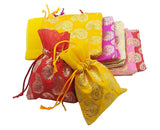 brown leaf Royal Premium Small 6.5x4.5 Inch Potli Bags Pouch for Wedding Anniversary Party Supply Return Gifting Pack of 6 Multi