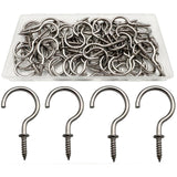 ANDILIKE 304 Stainless Steel Screw in Hooks, 60 Pcs 1-1/4 inch Screw Cup Hooks,Plants Hanger,Indoor and Outdoor Use Waterproof a