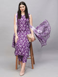 Anni Designer Women'S Rayon Blend Straight Printed Kurta With Pant & Dupatta (Ball-Purple-Rms_Xl_Purple_X-Large),Purple,XL,,,