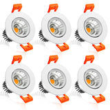 inShareplus 2 Inch LED Downlight, 3W Recessed Lighting COB Dimmable, 3000K Warm White, CRI80, Ceiling Lights with LED Driver, 6 