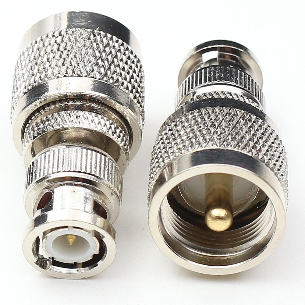 ANHAN UHF Male to BNC Male Connectors, Pl259 to BNC Coax Adapters for Ham Radio, Antenna, Scanner, Coaxial Cable 2Packs