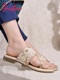 Shoetopia Women'S Klp-1 Flat Sandal-9 Kids Uk (Klp-1-Golden)-Eu42,Gold,9,B0D4JVTC9N
