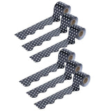 Carson Dellosa CD-108220-6 Black & White Dots Scalloped Border - Pack of 6