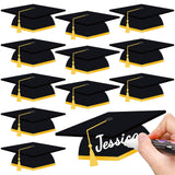 Whaline 50 Pcs Graduation Hat Cutouts Black Grad Caps Tassel Cut-Outs 2026 Graduation Bulletin Board Decoration Classroom Name D