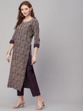 Gosriki Women'S Cotton Blend Printed Straight Kurta With Pant (Jade Blue-Gs_M_Blue_Medium),Blue,,B0CC5RMRBV