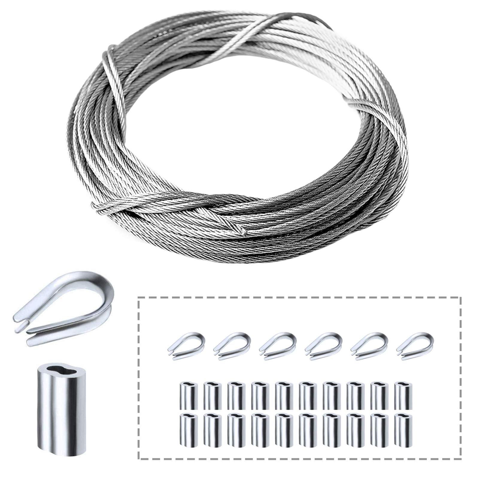 Amadget Stainless Steel Wire Rope, 316 Marine Grade Cable Railing Kit, Aircraft Wire Rope & Picture Hanging Kit For Railing, Dec