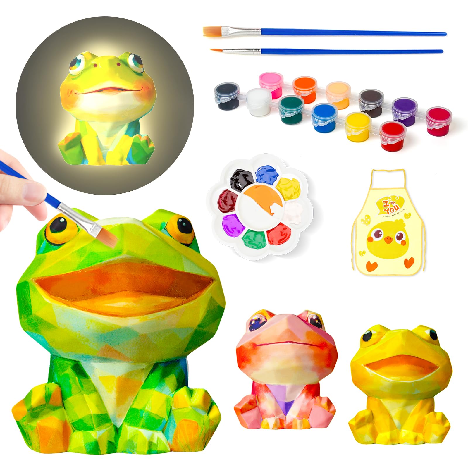 Paint Your Own Frog Lamp Kit, Art Supplies Arts and Crafts for Kids Ages 8-12, Crafts for Kids Ages 4-8, DIY Frog Night Light, C