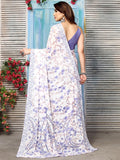 Satrani Womens Pure Georgette Saree (3181S2245N_Light Violet & White)