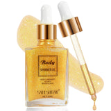 MEICOLY Face Body Glitter,Drop Glitter Body Shimmer Oil,Hydrating Glitter Liquid Highlighter Makeup,Natural Sparkly Body Oil,Dew