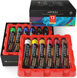 ARTEZA Acrylic Paint Set of 12 Colors, 0.74 Ounces Tubes, NonToxic Acrylic Artist Paints. Art Supplies for Painting