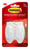Command White Terrace Hooks, 2 Hooks with 4 Command strips, Holds up to 3 lb, Damage Free Hanging Wall Hooks with Adhesive Strip