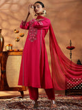 Libas Women'S Silk Blend Embroidered Kurta Sets (36854O_Pink_L)