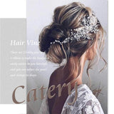 Catery Flower Bride Wedding Headband Crystal Pearl Hair Vine Braid Headpiece Bridal Hair Accessories for Women (Rose Gold)