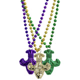 Bnikion Mardi Gras Beads Necklace Fleur De Lis Gold Purple Green New Orleans Beads for Mardi Gras Saint Patricks Day Party