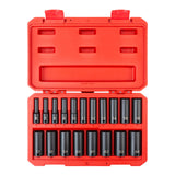 TEKTON 3/8 Inch Drive Deep 6Point Impact Socket Set, 19Piece (624 mm) Case | SID91303