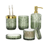 Towoaafu Green Bathroom Accessories Set - 5 PCS Glass Bathroom Decor with Soap Dispenser & Soap Dish & Toothbrush Holder & Tumbl