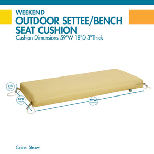 Duck Covers Weekend Water-Resistant Outdoor Bench Cushion, 59 x 18 x 3 Inch, Straw, Patio Furniture Cushions