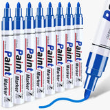 Blue Paint Pen Permanent Paint Markers - 8 Oil Based Pens, Medium Tip, Quick Drying and Waterproof Marker Pens for Metal, Rock P