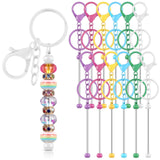 Tondiamo 12 Pcs Beadable Keychains Bars Bulk Blank Beaded Metal Keychain for Craft DIY Gift(Bright)