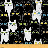 jejeloiu Black Cat Fabric by The Yard Cartoon Cats Upholstery Fabric for Sewing Crafting Kawai Animals Waterproof Indoor Outdoor