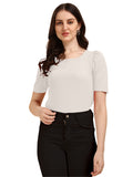 Wedani Women'S Casual Regular Puff Sleeves Western Top (X-Large White),White,XL