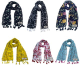 Fusfus WomenS Printed Chiffon Scarves And Stoles, Free Size(Multicolour, Fs1704) Pack Of 6 (Multicolor1)