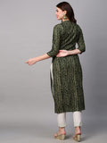 Gosriki Women'S Pure Cotton Rayon Printed Straight Bandhani Kurta (Rugari-Green-Gs_Xl_Green_X-Large),Green,,B0BR5WMM51