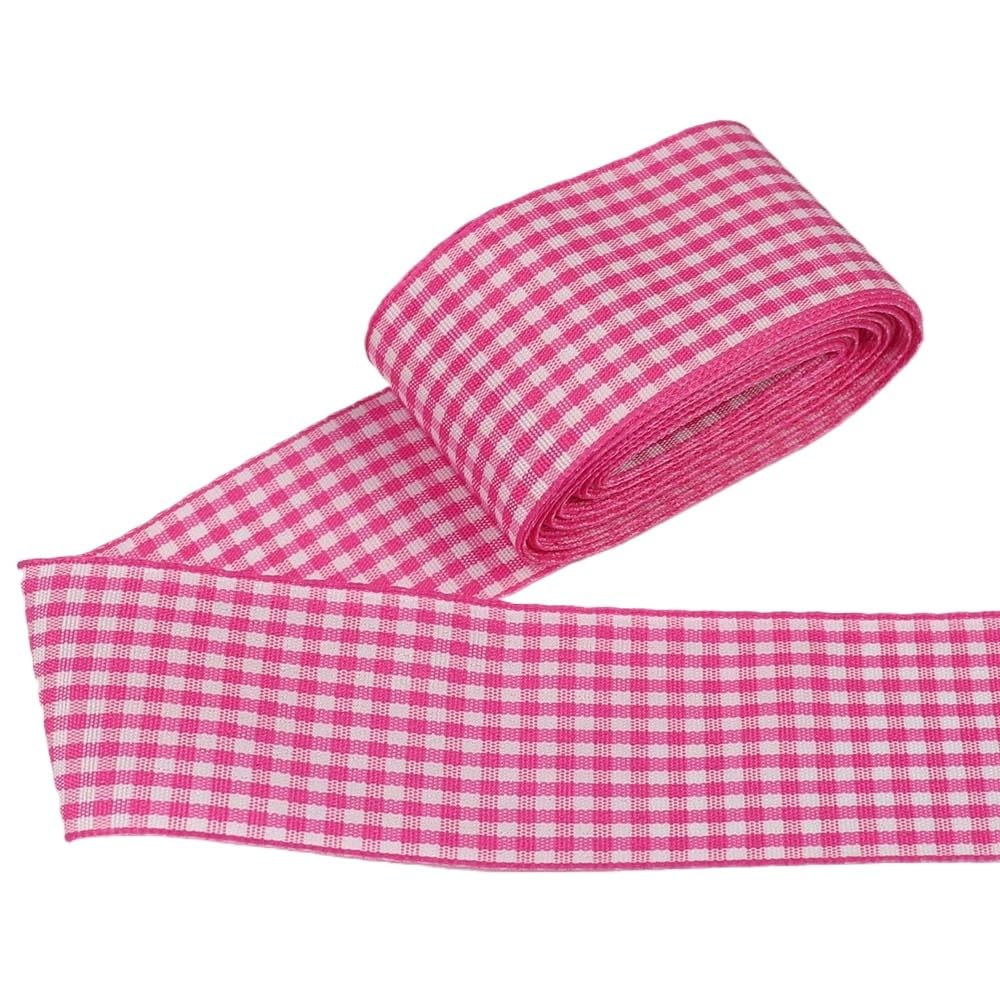 Gingham Ribbon Plaid Ribbon for Gift Wrapping Party Wedding Christmas Decoration (Rose Pink,1-1/2 (38mm) x 10 Yards)