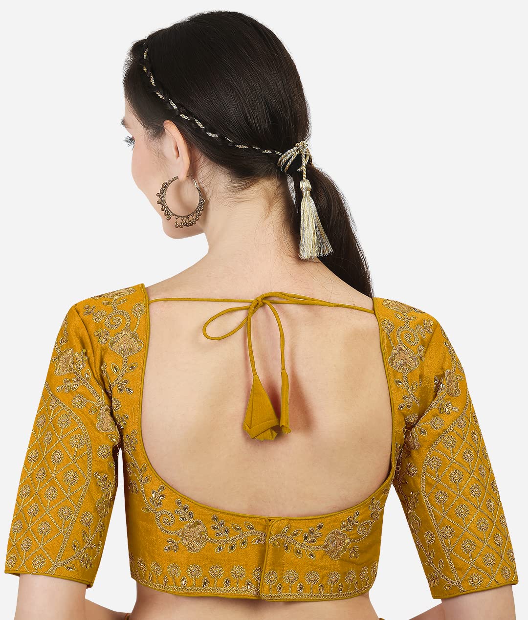 Vihu Fashion Women'S Silk Floral Sleeveless Blouse (Florall Blouse Variant Vf_Yellow_38)