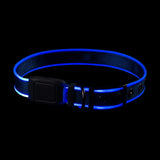 Nite Ize Nitedog Rechargeable Led Collar, Usb Rechargeable Light Up Dog Collar W/Metal Buckle, Water Resistant, Large, Blue