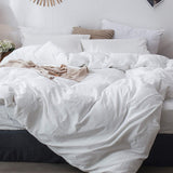 Moomee Bedding Duvet Cover Set 100% Washed Cotton Linen Like Textured Breathable Durable Soft Comfy (Off White, Twin)