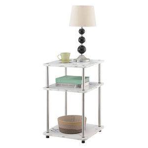 Convenience Concepts Designs2Go No Tools 3-Tier End Table, Faux White Marble/Chrome