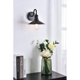 Living District Etude 1-Light Mid-Century Metal Wall Sconce In Black