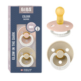 BIBS Pacifiers Colour Collection | Natural Rubber Baby Pacifier | Set of 2 BPA-Free Soothers | Made in Denmark | 6+ Months (Pack