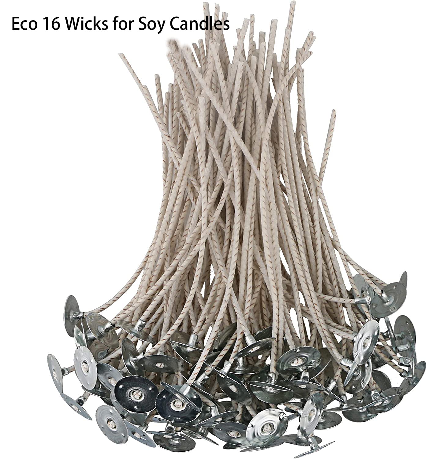 100pcs ECO 16 Wicks for Soy Candles, 6 inch eco Pretabbed Candle Wicks for Candle Making,CD 22 Thick Candle Wick with Base
