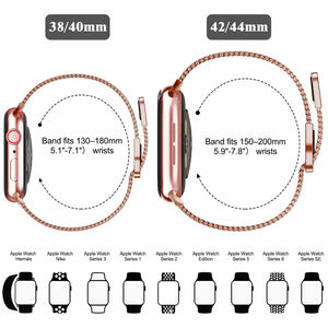 Geoumy Metal Magnetic Bands Compatible for Apple Watch Band 44mm with Case, Stainless Steel Milanese Mesh Loop Replacement Strap