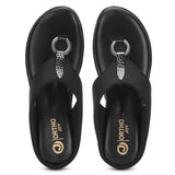 Ortho Joy Doctor Footwear For Women|| Fancy Footwear For Women || Orthopedic Women'S Fancy Slipper/Sandal For Women,Black,4,B0D5V48J5Y