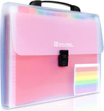 13Pocket Rainbow Expanding File Folder, Portable Document Organiser With Handle, 32.7 X 23.8 Cm, Lock Catch Design