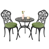 NUU GARDEN Patio 3-Piece Bistro Set with Cushions, Patio Chairs and Outdoor Round Table with Umbrella Hole, Cast Aluminum Patio 