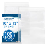 Spartan Industrial - 10 X 13 (100 Count) Quart Clear Reclosable Zip Plastic Poly Bags with Resealable Lock Seal Zipper - 2 Mil