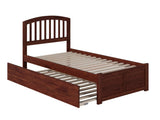 AFI Richmond Twin XL Size Platform Bed with Footboard & Twin XL Trundle in Walnut