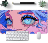 Nasdalgias Anime Girl Loving Eye Desk Mat Desk Mat Pink Desk Pad Aesthetic Japanese Mouse Pad Large XXL Gaming Mousepad Computer