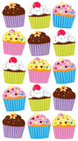 Sticko Bright Vellum and Glitter Cupcakes Stickers
