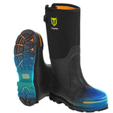 TIDEWE Rubber Work Boot for Men with Steel Toe & Shank, Waterproof Anti Slip Hunting Boot, 6mm Neoprene Hunting Boot for Manufac